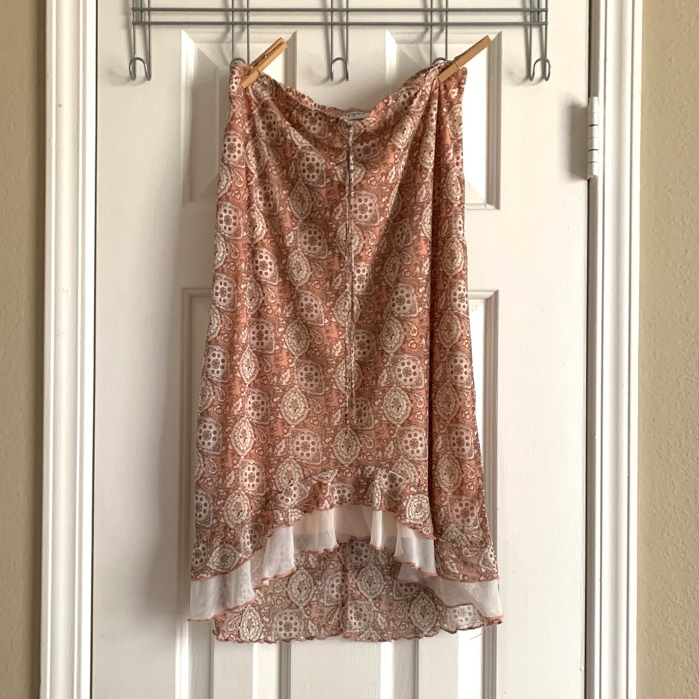 Wrapper brand asymmetrical patterned skirt